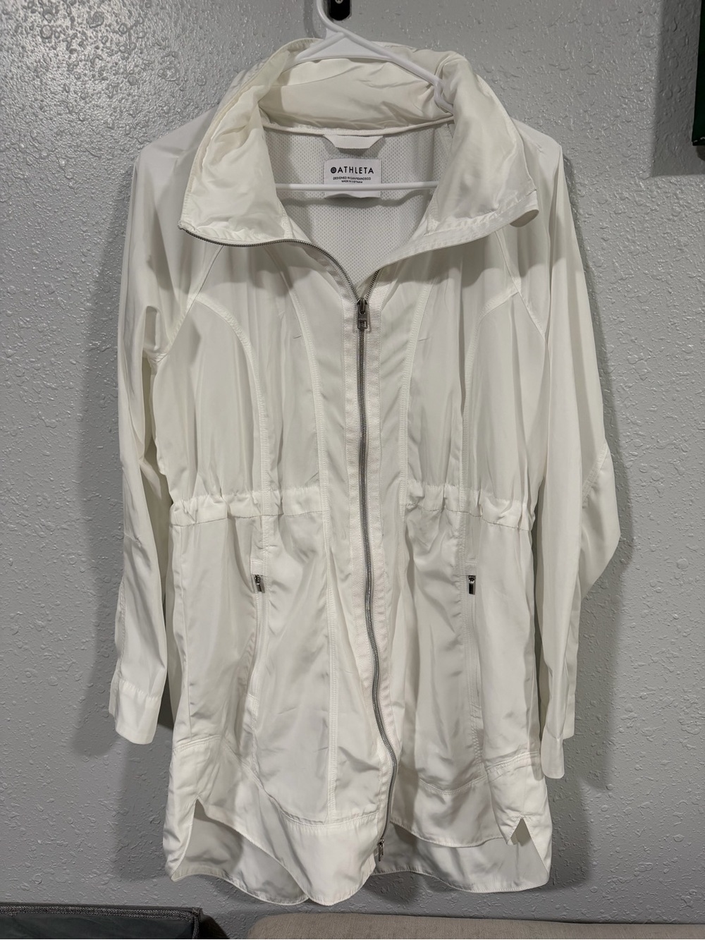 Athleta White Passport Anorak Drawstring-Waist Jacket S water-repellent